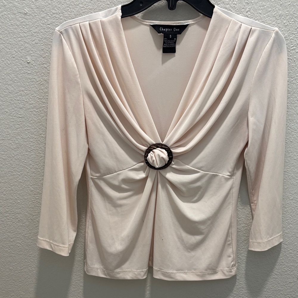 Chapter One Soft Cream Women's Blouse with Ring Accent